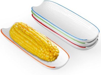 Cinf Ceramic Corn Cob Holders Set of 4, 8.8" Colorful Serving Dishes
