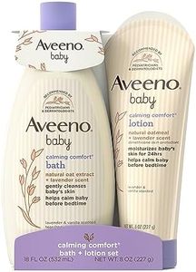 Aveeno Baby Calming Comfort Bath & Lotion Set, Nighttime Baby Skin Care Products with Natural Oat, Lavender & Vanilla Scents, Paraben-, Phthalate- & Phenoxyethanol-Free, 2 Items