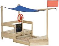 Outsunny Kids Wooden Sandbox with C