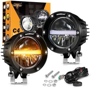 Auxbeam 4 Inch 110W Round Offroad Lights, Amber DRL Design 11000LM LED Light Pods, Super Bright 7035 SMD LED Work Driving Fog Light with DT Wiring Harness Kit for Truck Jeep Pickup SUV ATV UTV, 2 PCS