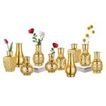 Glasseam Small Gold Vase, Decorative Glass Vase Set of 10, Aesthetic Bud Vases for Flowers, Modern Flower Vase, Gold Vases for Centerpieces, Golden Centerpiece Wedding Vase for Dining Table Decorations