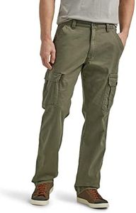 Wrangler Authentics Men's Relaxed Fit Stretch Cargo Pant, Olive, 36W x 30L