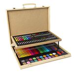 abeec Wooden Art Case – Art Supplies - Kids Art Set - Gifts For Kids - Contains; Colouring Pencils, Felt Tips, Oil Pastels For Kids, Kids Painting Set, Crayons & More