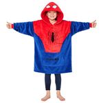 Marvel Spiderman Fleece Blanket Hoodie for Boys and Teenagers - One Size Cosy Hooded Blanket - Spiderman Gifts for Boys Red/Blue