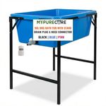 MYPURECORE 90L Dog Bath Tub with Stand – Raised Pet Bath Pool with Drain Plug & Hose Connector – Foldable Metal Frame for Indoor & Outdoor Use (Blue)