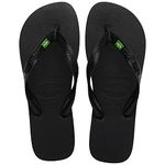 Havaianas Men's Brasil Logo Flip Flop,Black,45/46 BR (12 M US)