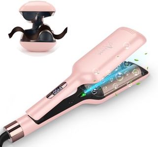 32mm (1.25") Aima Beauty Twins Mermaid Hair Waver, Anti-Scald Wave Curling Iron, Curling Wand 2 Barrel Hair Crimper for Women PTC 15S Heats Up for Short/Medium/Long Hair Pink Color