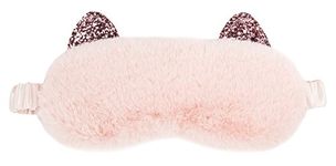 Vivid Hue Womens Sleep Mask Plush Cat Sleeping Mask Blindfold Travel Nap Night (Pink)