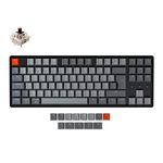 Keychron K8 Tenkeyless Wireless Mechanical Keyboard for Mac, Bluetooth ISO-UK-Layout RGB Backlight Multitasking Type-C Wired Gaming Keyboard for Windows with Gateron Brown Switch, Aluminum Frame