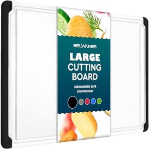 Large Cutting Boards for Kitchen – Plastic Cutting Board with Juice Grooves – Non Slip, Dishwasher Safe Thick Chopping Board, with Easy Grip Handles