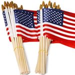 USA Stick Flag, ANLEY American US 4x6 inch (10 X 15cm) HandHeld Mini Flag With 9" Wooden Pole - Vivid Color and Fade Resistant - United States 4 x 6 inch Hand Held Stick Flags With Spear Top (50 Pcak)