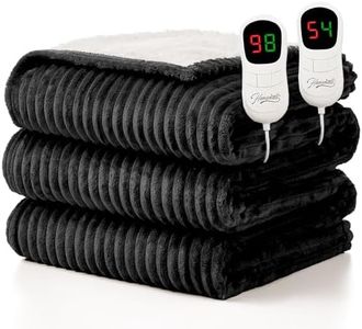 Homemate Electric Heated Blanket Queen Size - 84"x90" Heating Blanket Queen Size Dual Control 1/2/4/6/8 Hours Auto-Off 10 Heat Level Over-Heat Protection Soft Flannel Sherpa ETL Certification
