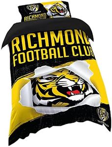 Richmond Tigers AFL Footy Single Quilt Doona Duvet Cover Pillow Case Set