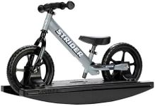 Strider 12” Sport Bike (Matte Gray) + Rocking Base - Helps Teach Baby How to Ride a Balance Bicycle - for Kids 6 Months to 4 Years - Easy Assembly & Adjustments