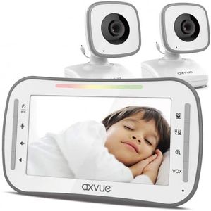 Axvue Video Baby Monitor, Comfortable Slim Design Handheld Enclosure, 4.3" Screen Monitor & 2 Camera, Range up to 1000ft, 12 Hour Battery Life, 2-Way Talk, Night Vision, Temperature Monitor, No WiFi.