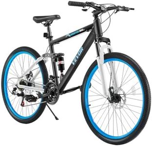 VEVOR Mountain Bike, 26 inch MTB Bicycle with Full Dual Suspension, 21 Speeds Twist Shifting, Dual Disc Brakes, Aluminum Alloy Frame, for Men/Women