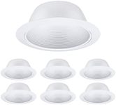 (White Baffle) - 6 Pack 15cm Recessed Can Light Trim with White Metal Step Baffle, for 15cm Recessed Can, Detachable Iron Ring Included, Fit Halo/Juno Remodel Recessed Housing, Line Voltage Available