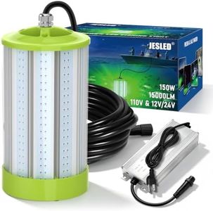 JESLED Underwater Fishing Light, Super Bright Green Fishing Light for Boats/Docks/Kayaks, IP68 Waterproof for Fresh & Salt Water, Dusk to Dawn Timer Included (9.04, Pounds)