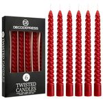 Dinner Candles Pack 3 or 6 Twisted Candles White Red Gold Coloured Spiral Candles Non Drip Long Lasting Candles 6 Hours Burn Non Scented (Red, Pack of 6)