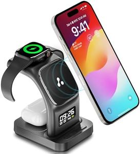 Ambrane 22.5W Magnetic Magsafe 3In1 Wireless Charger for 16/16 +/16 Pro/16 Pro Max, iPhone 15/15 Plus/15 Pro/15 Pro Max, 14/13/12, Airpods 3rd/2nd gen, Series 9/8/7/6/5/4/SE (Aerosync Trio -Black)