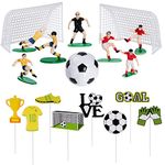 Pistha 18 Pieces Soccer Cake Topper Decorations Soccer Ball Cupcake Topper Soccer Player figure for Soccer Birthday Party Sport Party Football Theme Party Supplies for Men Boy