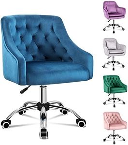 ALFORDSON Velvet Office Chair Swivel Fabric Armchair Computer Desk Chair Modern Home Office Chair Height Adjustable Mid-Back Task Chair for Kids Adult Study Work, Living Room, Bedroom (Ellie Navy)