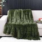 YUSOKI Olive Green Faux Fur Throw B