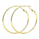 VU100 Big Hoop Earrings 60mm Sterling Silver 18k Gold Plated Polished Round Hoops Earrings Jewellery for Women Girls