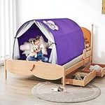 Costzon Kids Dream Bed Tent, Portable Baby Playhouse Privacy Space Twin Sleeping w/Double Net Curtain, Princess Tent w/Inner Pocket & Carrying Bag, Children Play Tent for Girls (Purple)