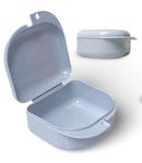 CLOUD17 Dual Use Retainer Case, Aligner case Denture Bath case Cup Box Holder Storage Soak Container with Strainer Basket for Travel, Retainer Cleaning (Grey)