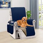 Honest Reversible Recliner Slipcover, Water Resistant Recliner Chair Cover with Side Pockets,Washable Recliner Protector Cover with Elastic Straps for Pets Kids Children Dog(23In,Navy Blue&Brown)