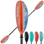 WONITAGO Kayak Paddles with Fiberglass Shaft and Reinforced PP Blade, Floating Adjustable Kayaking Oars, 3 Piece, 240-260 cm/94-102 Inches, Ocean Orange