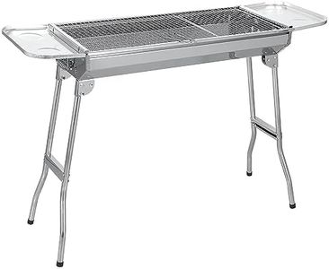 SunJas Barbecue à Charbon de Bois INOX Taille Grande BBQ Pliable Barbecue Grill à Charbon Four de Charbon Portable Robuste | 73 x 32.5 x 68cm