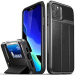 VENA vCommute Wallet Case Compatible with Apple iPhone 11 Pro Max (6.5"-inch 2019), (Military Grade Drop Protection) Flip Leather Cover Card Slot Holder with Kickstand - Space Gray