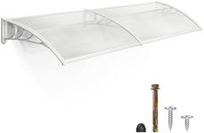 MCombo 116 inch / 78 inch / 39 inch Window Awning Outdoor Polycarbonate Hollow Sheet Door Patio Canopy (40''x80'', White Canopy/Pure White Bracket)