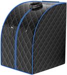 COSTWAY Portable Infrared Sauna, Personal Sauna Tent with Remote Control, Adjustable Temperature, Timing Setting, Portable Infrared Home Spa with Heating Foot Pad and Chair, Black