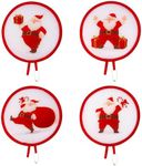 Hagsfire 4 Pcs Foldable Hand Fan, 4 Styles Santa Claus Handheld Compact Cooling Fans, Mini Folding Multi-Role Round Fans for Outdoor Games Xmas Decoration