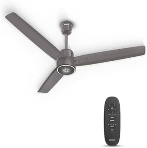 Havells FAB BLDC LED Ceiling Fan 1200 mm, 5 star, LED Speed Indicator, 380 RPM, Up to 65% Savings,Reverse Rotation,4 Speed Modes,Low Wattage 30W, Low Noise,Air Flow:235 CMM, 3 Year Warranty,Stone Grey