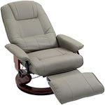 HOMCOM Manual Recliner Chair Armchair Sofa with Faux Leather Upholstered Wooden Base for Living Room Bedroom, Grey