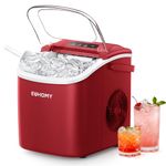 EUHOMY Countertop Ice Maker Machine with Handle, 26lbs Per Day, 9 Ice Cubes Ready in 6 Mins, Auto-Cleaning Portable Ice Maker with Basket and Scoop, for Home/Kitchen/Camping/RV (Red)
