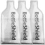 Reusable Wine Protector Travel Bag by Bottle Shield (3-pack) - Unbreakable Bottle Shipping Sleeve, Leak Proof & Double Layer Wine Bubble Wrap Sleeve | Travel Wine Bags for Suitcase Luggage, Liquor Bags for Travel Gift Accessory