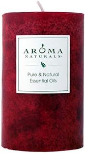 Aroma Naturals Holiday Essential Oil Scented Pillar Candle, Warm Spice, Orange, Clove and Cinnamon, 2.5 inch x 4 inch