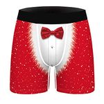 PNKJ Men's Christmas Red Bow Tie Print Boxer Briefs, Novelty Boxer Shorts, Funny for Men,XXL