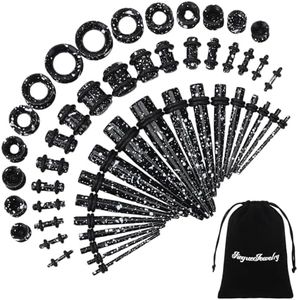 JieyueJewelry 50 Pcs Ear Stretching Kit 14G-00G(Black & White Splatter)