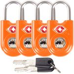 OW-Travel TSA Approved Luggage Locks Padlocks (4 Pack) Suitcase Locks with Keys. Heavy Duty Zinc Alloy Suitcase Padlocks with Key Lock for Luggage, Bag, Case, Backpack, Rucksack, Gym Locker (Orange)