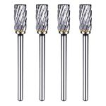 4PCS Carbide Die Grinder Bits, 1/8 Shank Tungsten Steel Double Cut Rotary Burr, Cylindrical File Drill Bit Rotary Working Tools for Grinding, Metal Carving, Drilling, Polishing