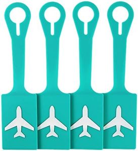 Silicone Luggage Tags 4 Pack with Name ID Card by Vigorport, Marrs Green, 4 Pack