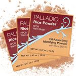 Palladio Rice Powder, Loose Setting Powder, Absorbs Oil, Leaves Face Looking and Feeling Smooth, Helps Makeup Last Longer For a Flawless, Fresh Look, Warm Beige, Pack of 3