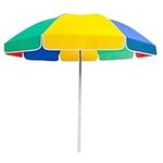 Generic 2.2m Rainbow Beach Umbrella, Waterproof Outdoor Garden Parasol, UV Resistant Market Table Umbrella, Portable Round Patio Umbrella