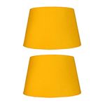 2 Pack - Mustard Yellow 10" Cotton Tapered Drum Vintage Lampshade with Reversible Gimble & Shade Reducing Ring to Fit All Types of Lampholders - Rolled Edges - Hard Lined - Sold in Pairs